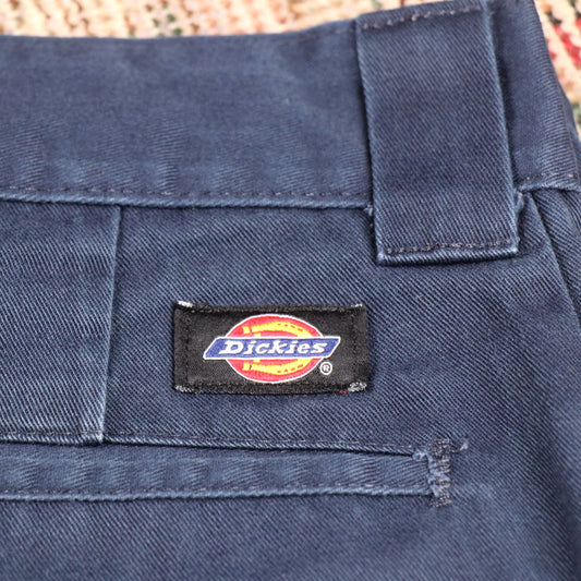 Dickies W38 L30 Straight Leg Relaxed Fit Blue Cotton Blend Trousers