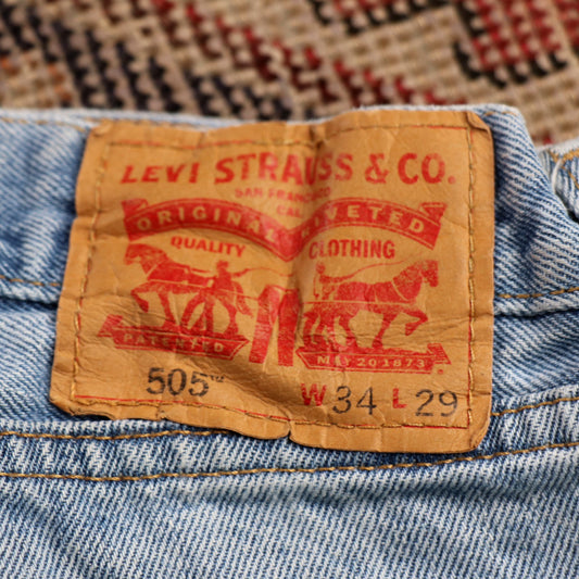 Levi's 505 W34 L28 Straight Leg Regular Fit Blue Denim Jeans
