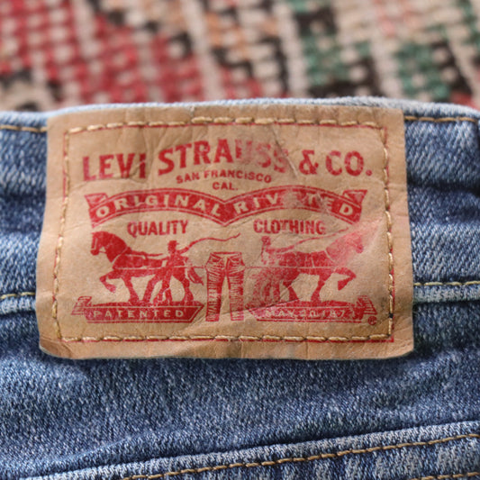 Levi's 721 Red Tab W26 L28 Skinny Classic Ripped Style Blue Denim Jeans