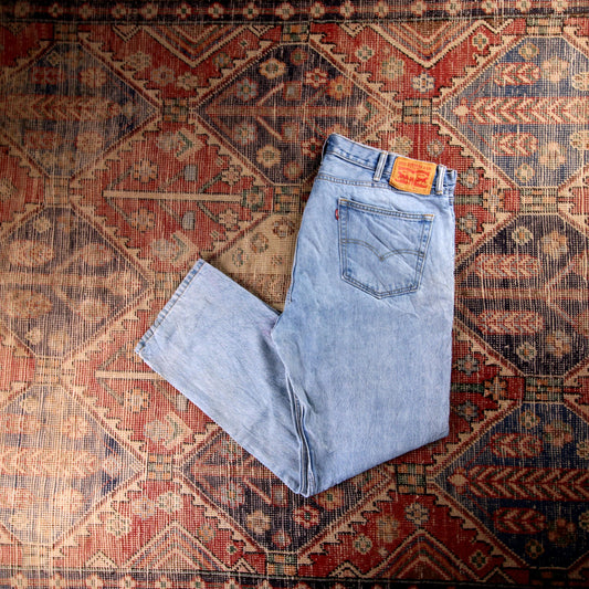 Levi's 505 Orange Tab W42 L28 Straight Leg Regular Fit Blue Denim Jeans