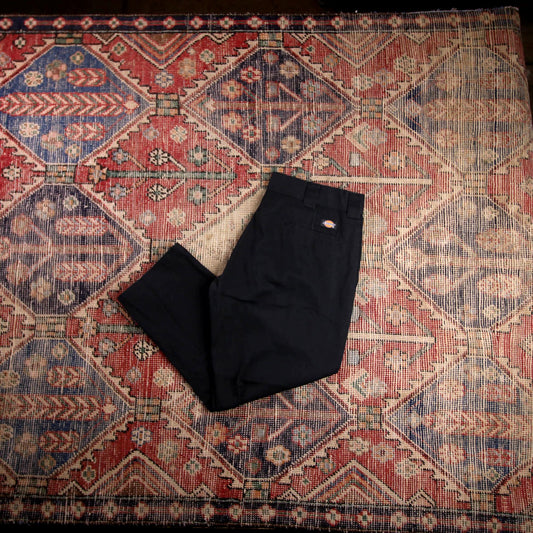 Dickies W34 L24 Straight Leg Slim Fit Black Cotton Blend Trousers
