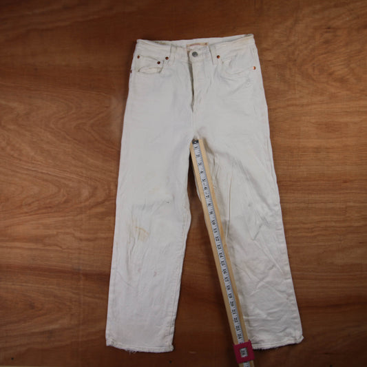 Levi's 721 Red Tab W28 L26 Straight Leg White Denim Jeans