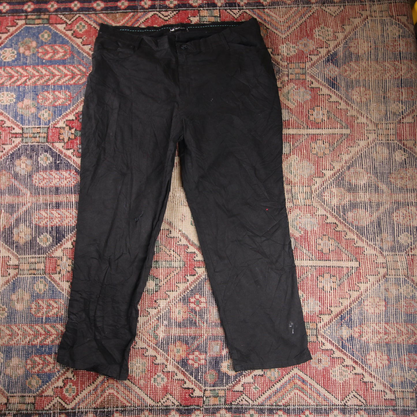 Lee W38 L26 Straight Leg Regular Fit Black Denim Trousers