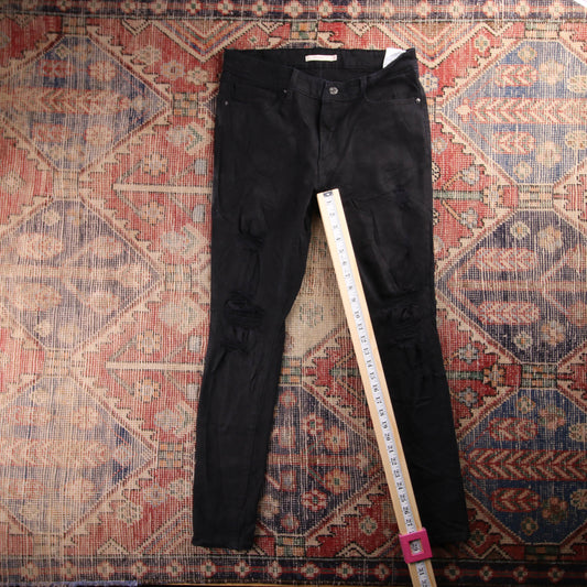 Levi's 510 Red Tab W32 L29 Skinny Classic Ripped Style Black Denim Jeans