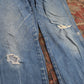 Wrangler W28 L34 Straight Leg Relaxed Fit Classic Ripped Style Blue Denim Jeans