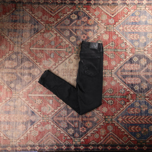 Levi's 721 Black Tab W26 L28 Skinny Classic Ripped Style Black Denim Jeans