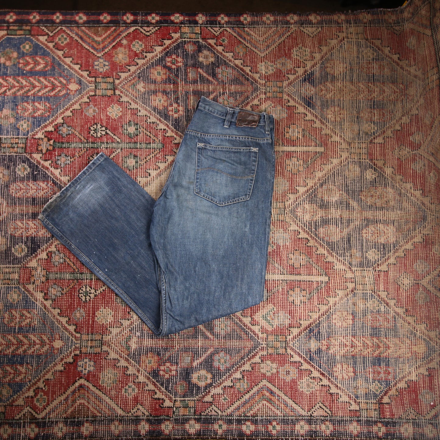 Lee W34 L33 Straight Leg Loose Fit Blue Denim Jeans