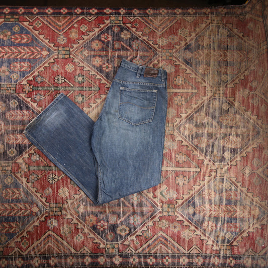 Lee W34 L33 Straight Leg Loose Fit Blue Denim Jeans
