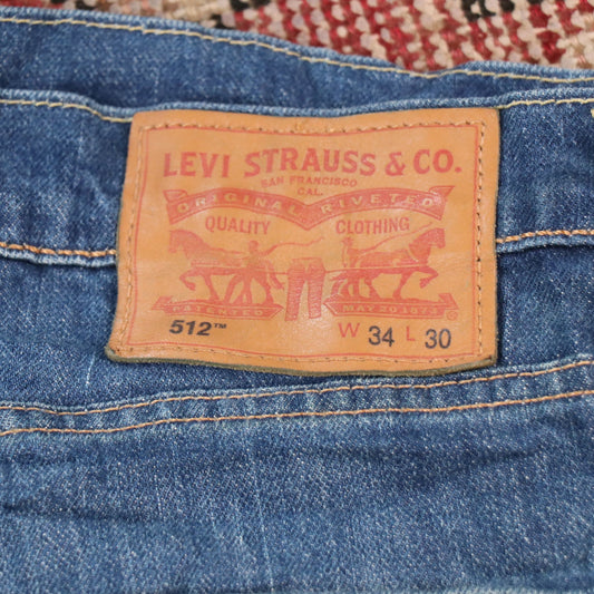 Levi's 512 W34 L28 Tapered Leg Slim Fit Blue Denim Jeans