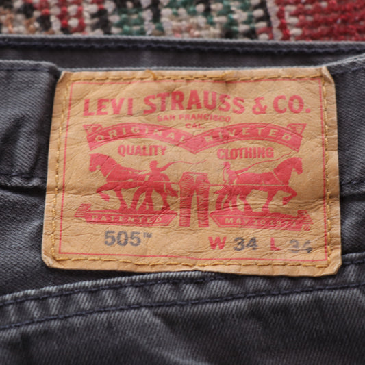 Levi's 505 Red Tab W34 L32 Straight Leg Regular Fit Grey Denim Jeans
