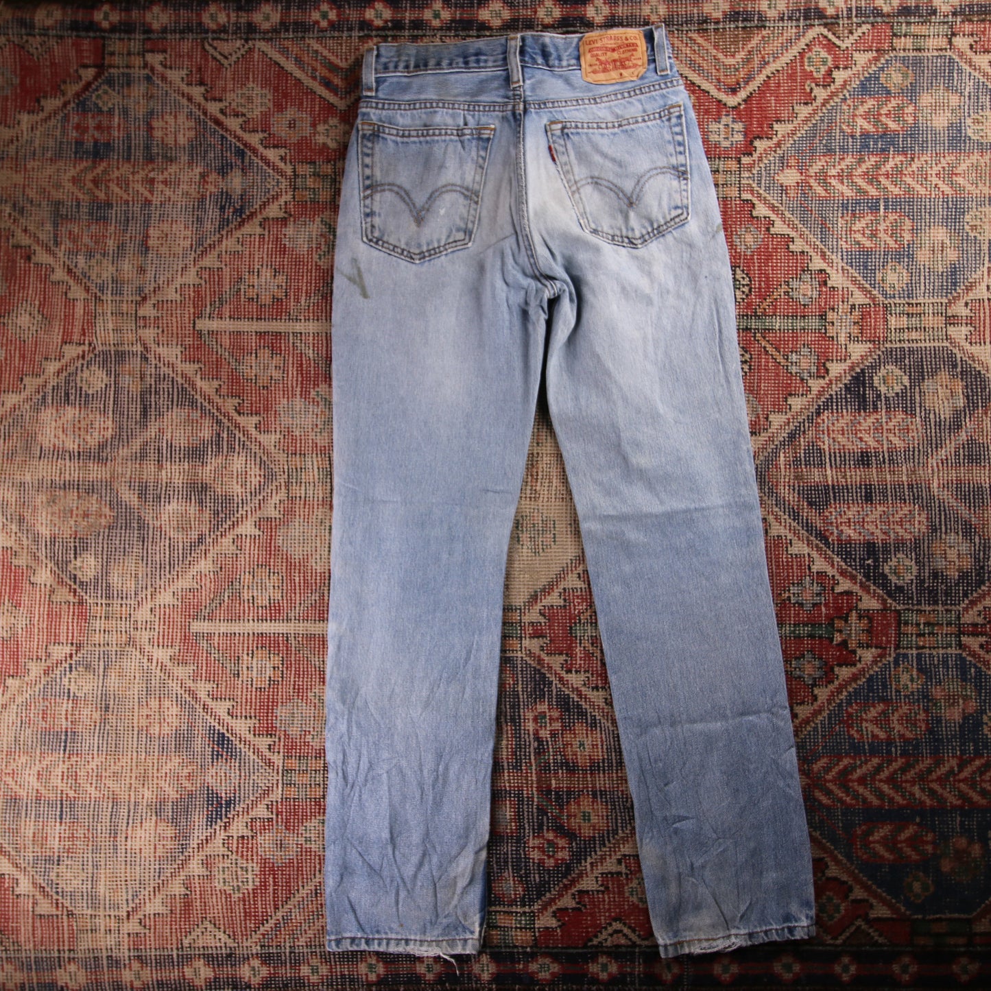 Levi's 501 Red Tab W30 L32 Original Fit Classic Ripped Style Blue Denim Jeans