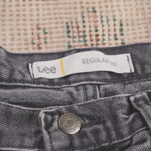 Lee W32 L31 Straight Leg Regular Fit Black Denim Jeans