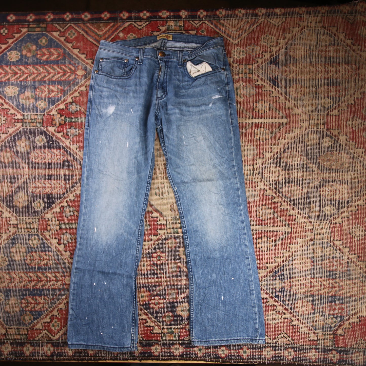 Wrangler W36 L29 Straight Leg Blue Denim Jeans