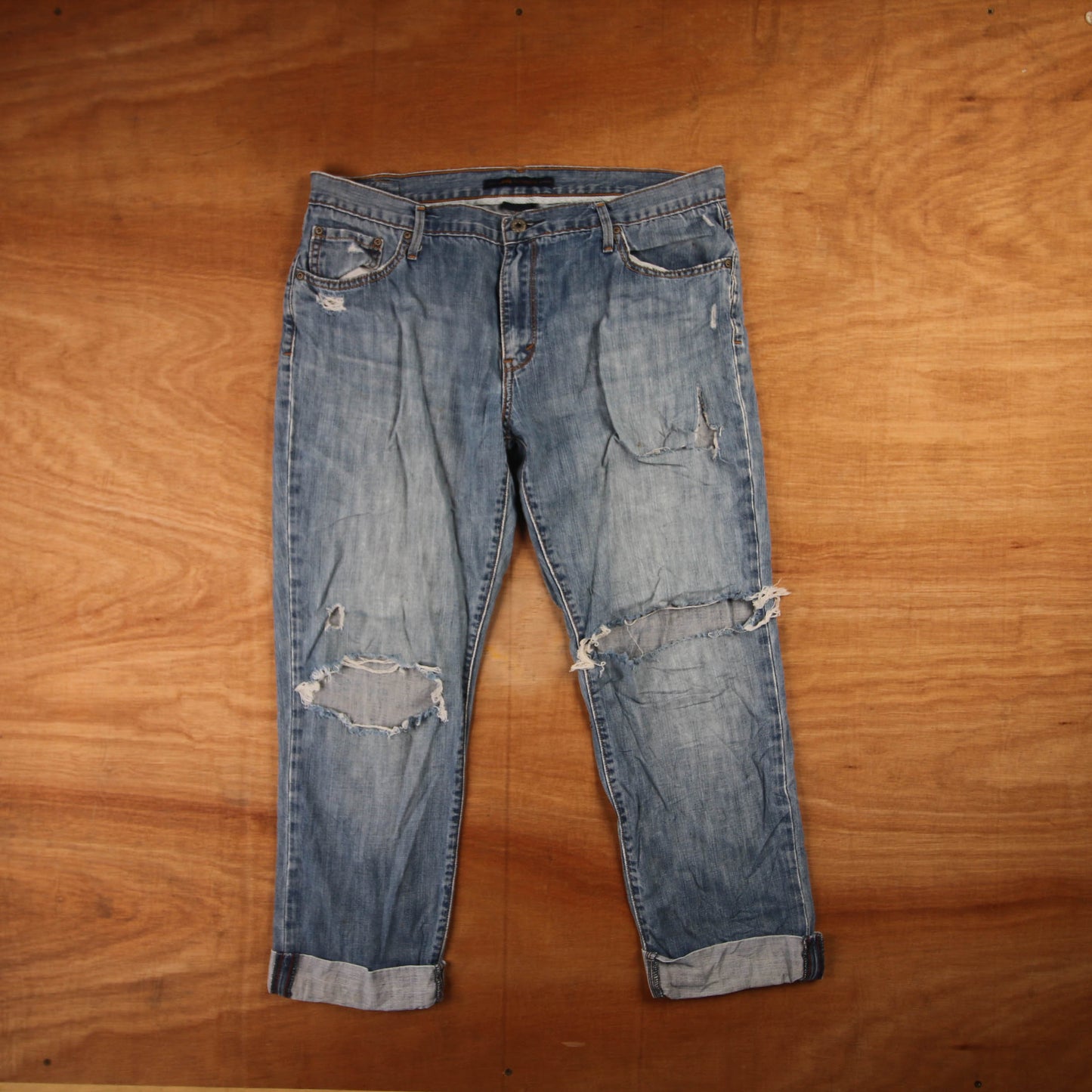 Levi's 514 Red Tab W36 L25 Straight Leg Classic Ripped Style Blue Denim Jeans