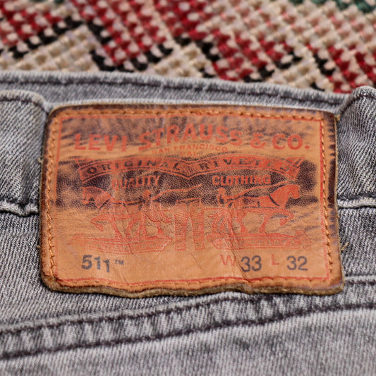 Levi's 511 W32 L31 Slim Fit Classic Ripped Style Grey Denim Jeans