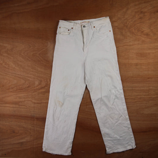 Levi's 721 Red Tab W28 L26 Straight Leg White Denim Jeans
