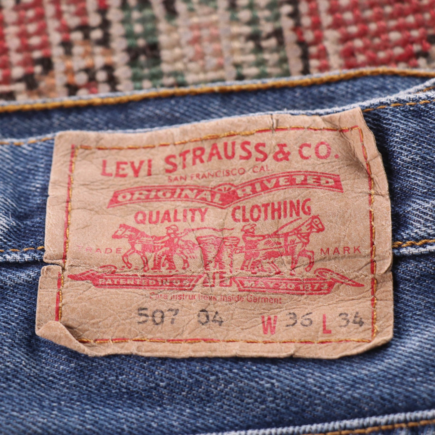Levi's 507 Red Tab W36 L33 Relaxed Fit Blue Denim Jeans