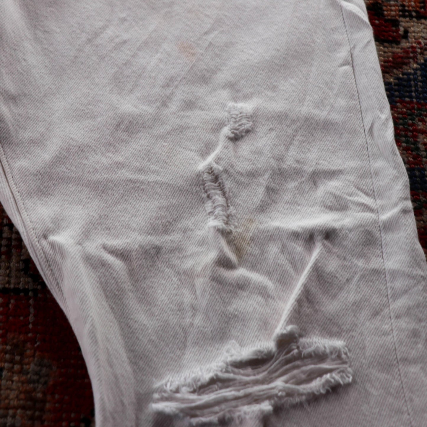 Levi's Red Tab W26 L27 Straight Leg White Denim Jeans