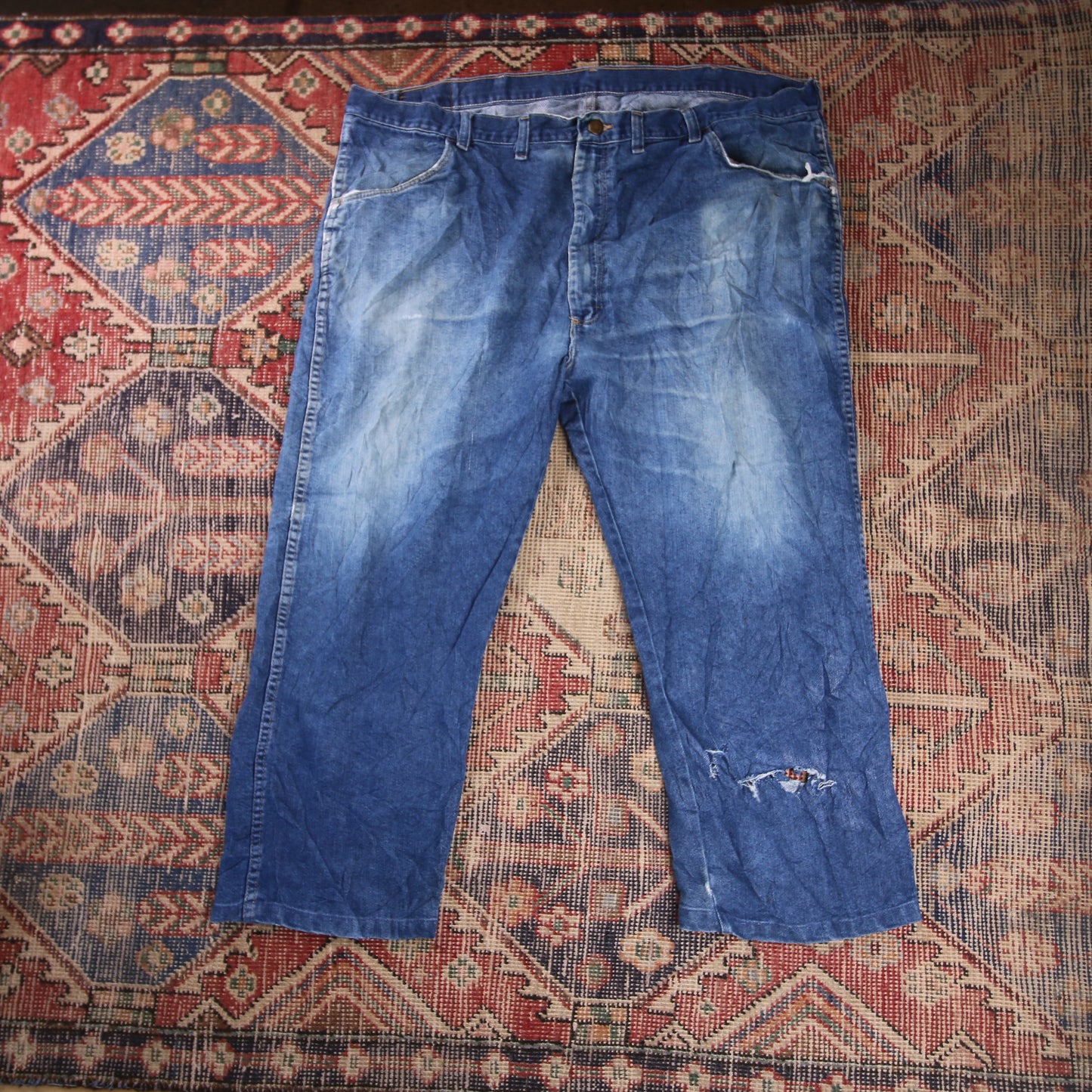 Wrangler W44 L23 Straight Leg Relaxed Fit Blue Denim Jeans