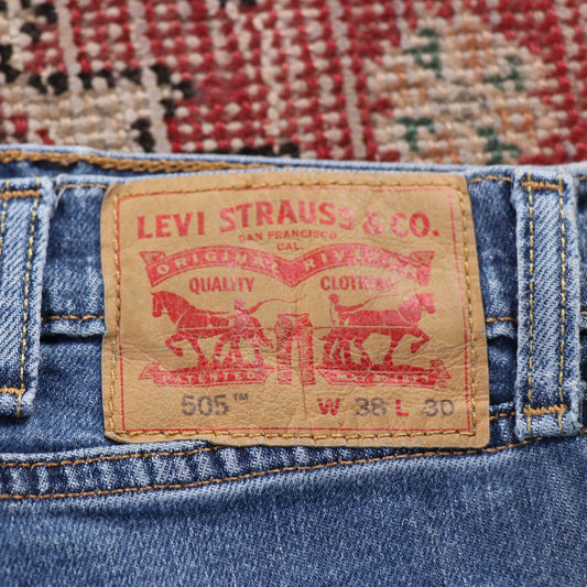 Levi's 505 Red Tab W36 L25 Straight Leg Regular Fit Blue Denim Jeans