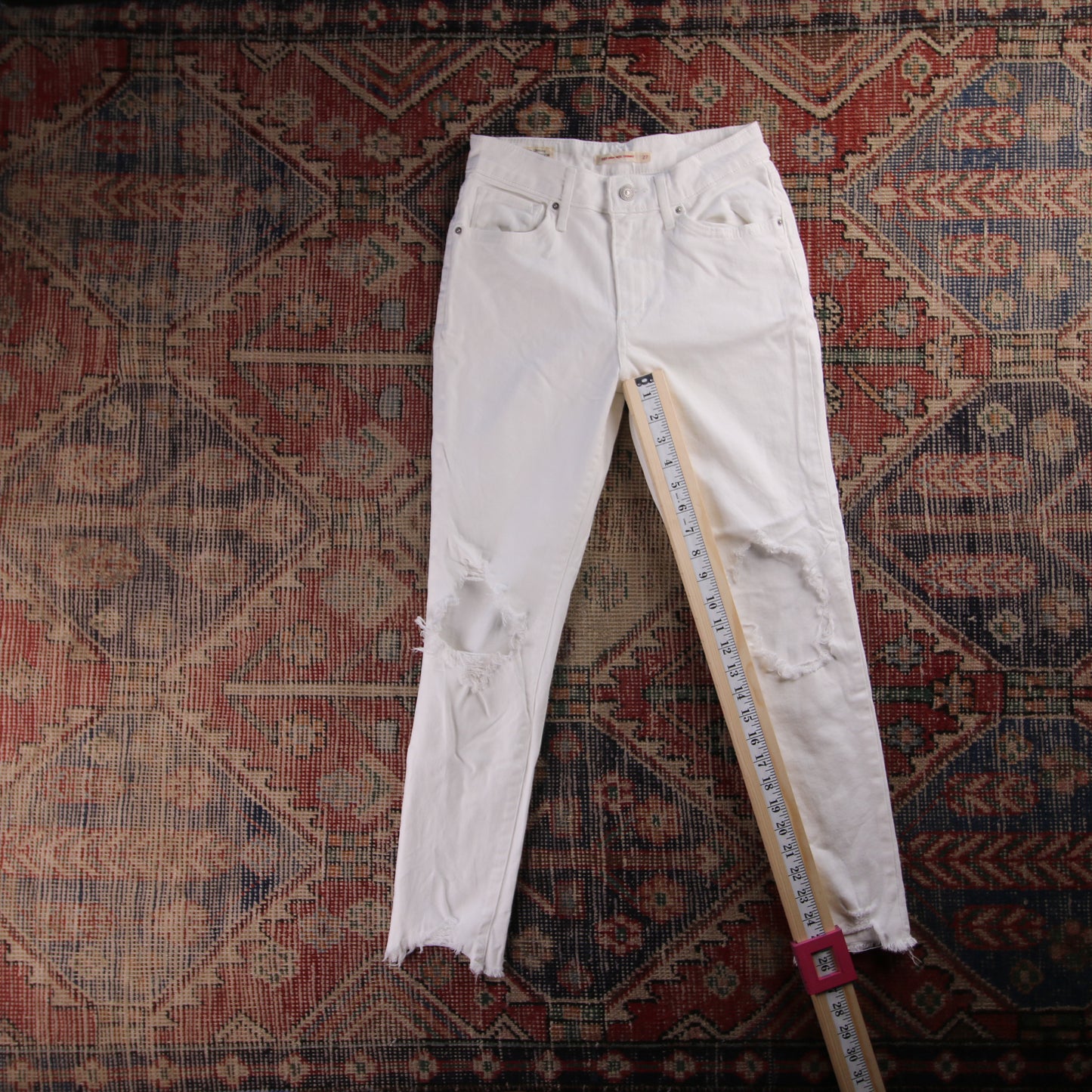 Levi's 721 Red Tab W26 L26 Skinny White Denim Jeans