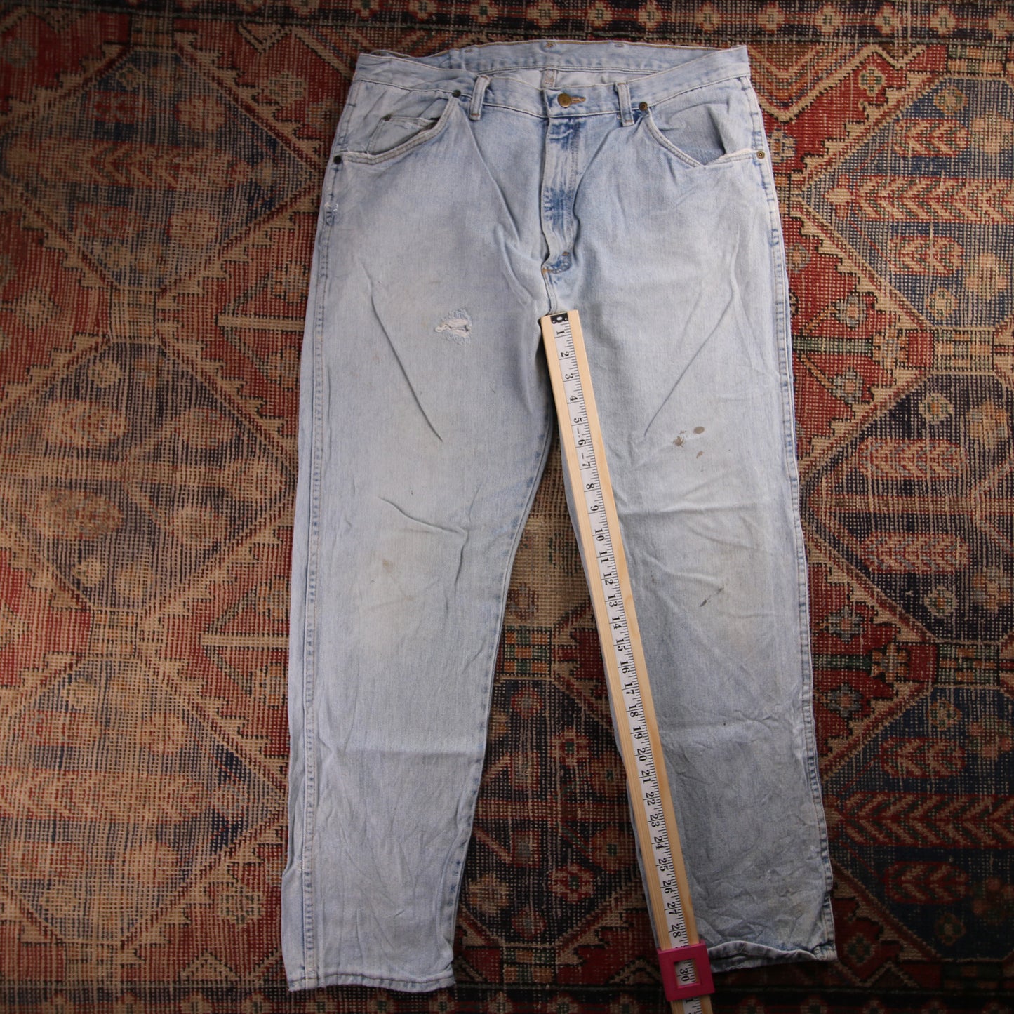 Wrangler W36 L30 Straight Leg Classic Ripped Style Blue Denim Jeans