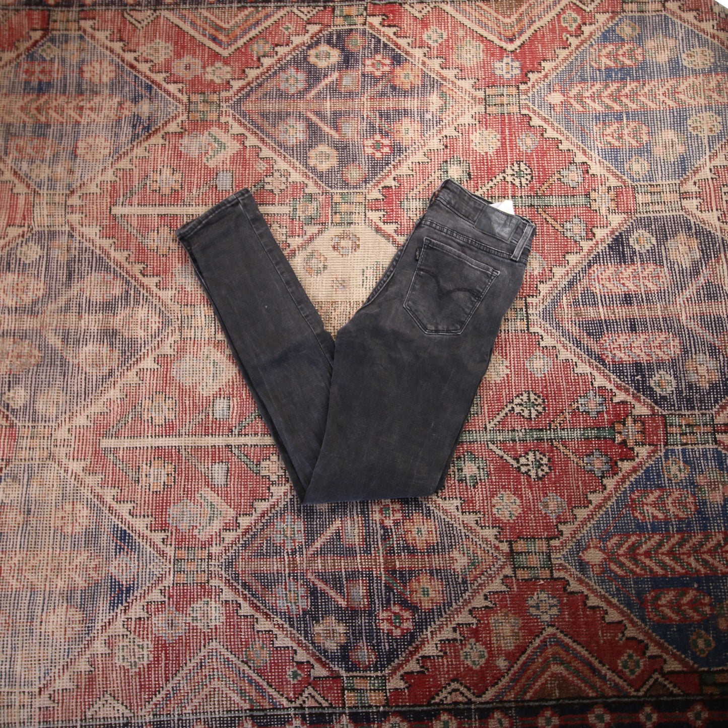 Levi's 711 W30 L31 Skinny Classic Ripped Style Black Denim Jeans