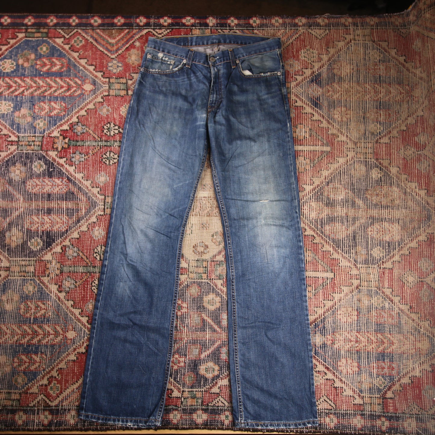 Levi's 37506 W34 L32 Straight Leg Blue Denim Jeans