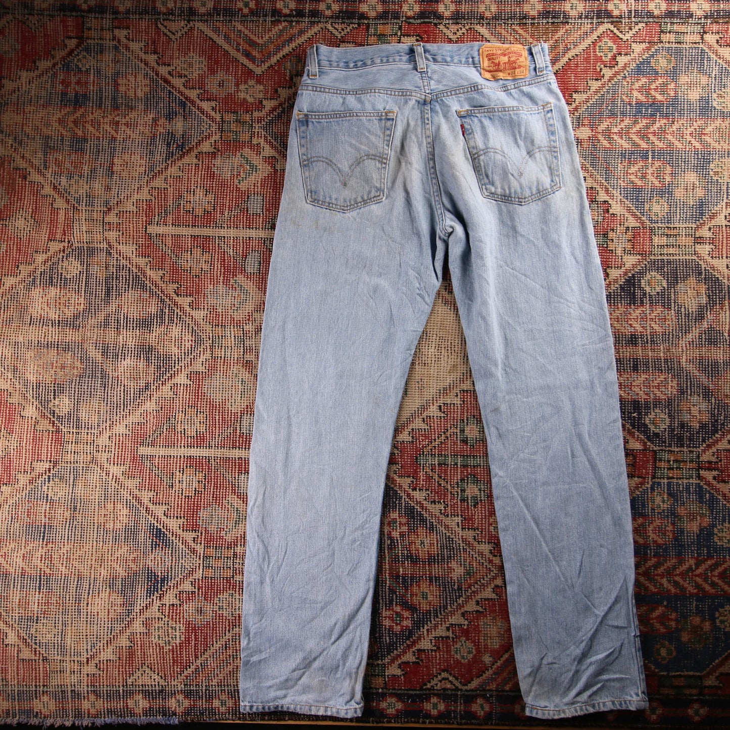 Levi's 505 Red Tab W32 L32 Straight Leg Regular Fit Blue Denim Jeans