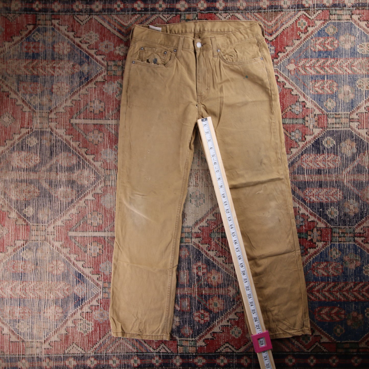 Levi's 514 Red Tab W32 L29 Straight Leg Beige Denim Jeans
