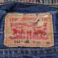 Levi's 514 Orange Tab W32 L33 Straight Leg Classic Ripped Style Blue Denim Jeans