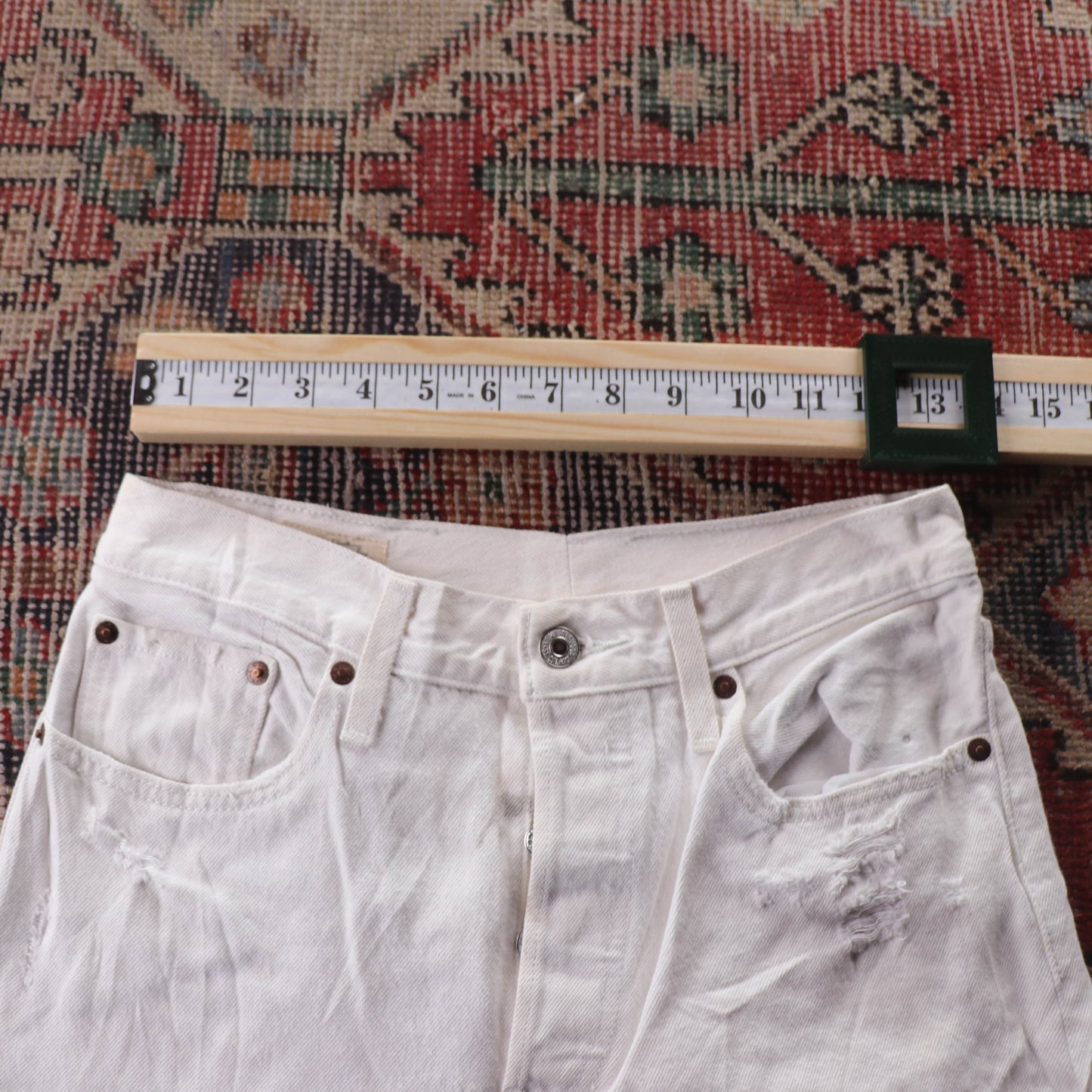 Levi's Red Tab W26 L27 Straight Leg White Denim Jeans