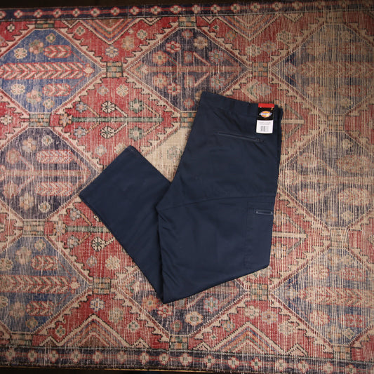 Dickies Double Knee W44 L30 Cargo Navy Cotton Blend Trousers