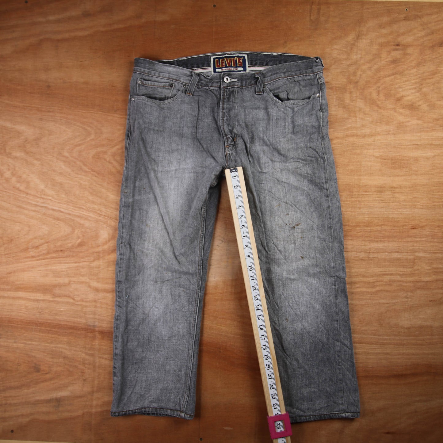 Levi's 505 Red Tab W38 L26 Straight Leg Regular Fit Grey Denim Jeans