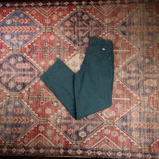 Dickies W26 L30 Straight Leg Green Cotton Blend Trousers