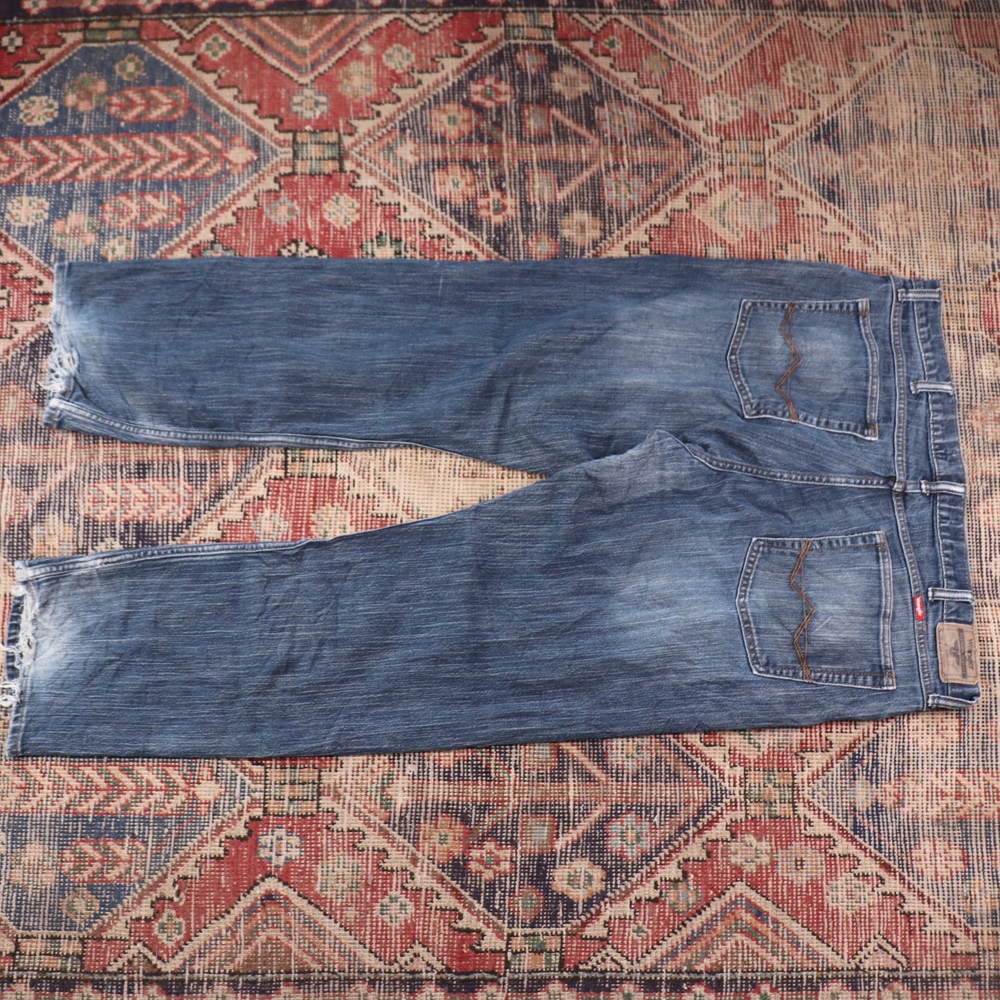 Wrangler W36 L29 Straight Leg Relaxed Fit Blue Denim Jeans