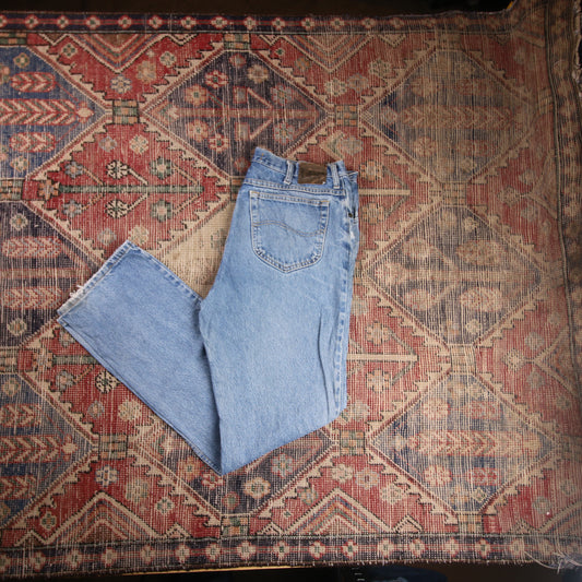 Lee W36 L32 Straight Leg Blue Denim Jeans