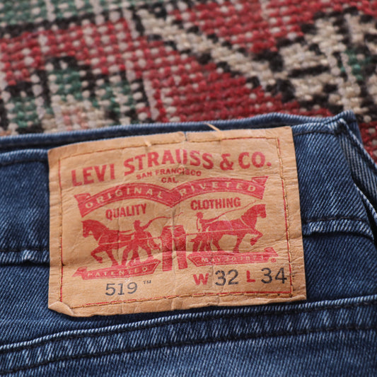 Levi's 519 Red Tab W32 L31 Slim Blue Denim Jeans