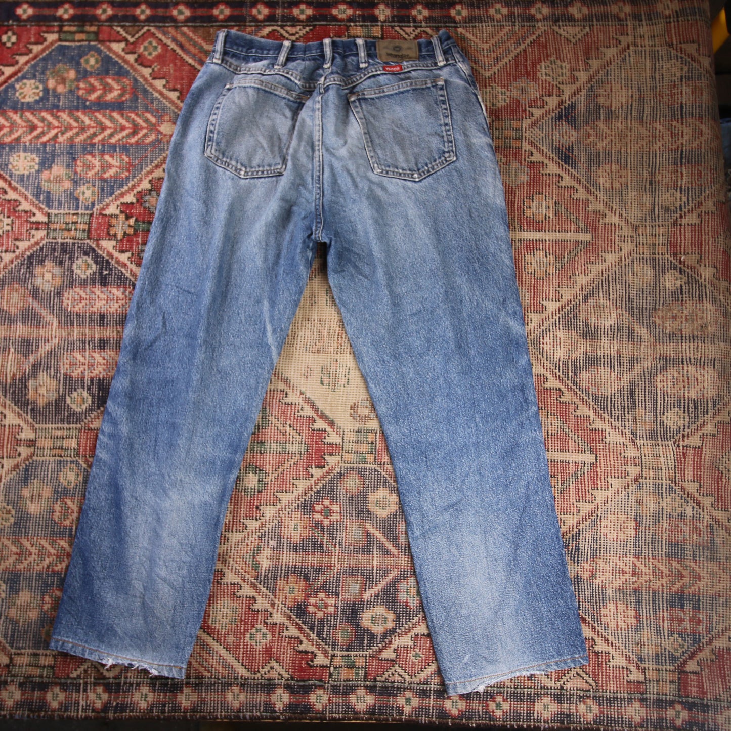 Wrangler W36 L29 Straight Leg Relaxed Fit Blue Denim Jeans