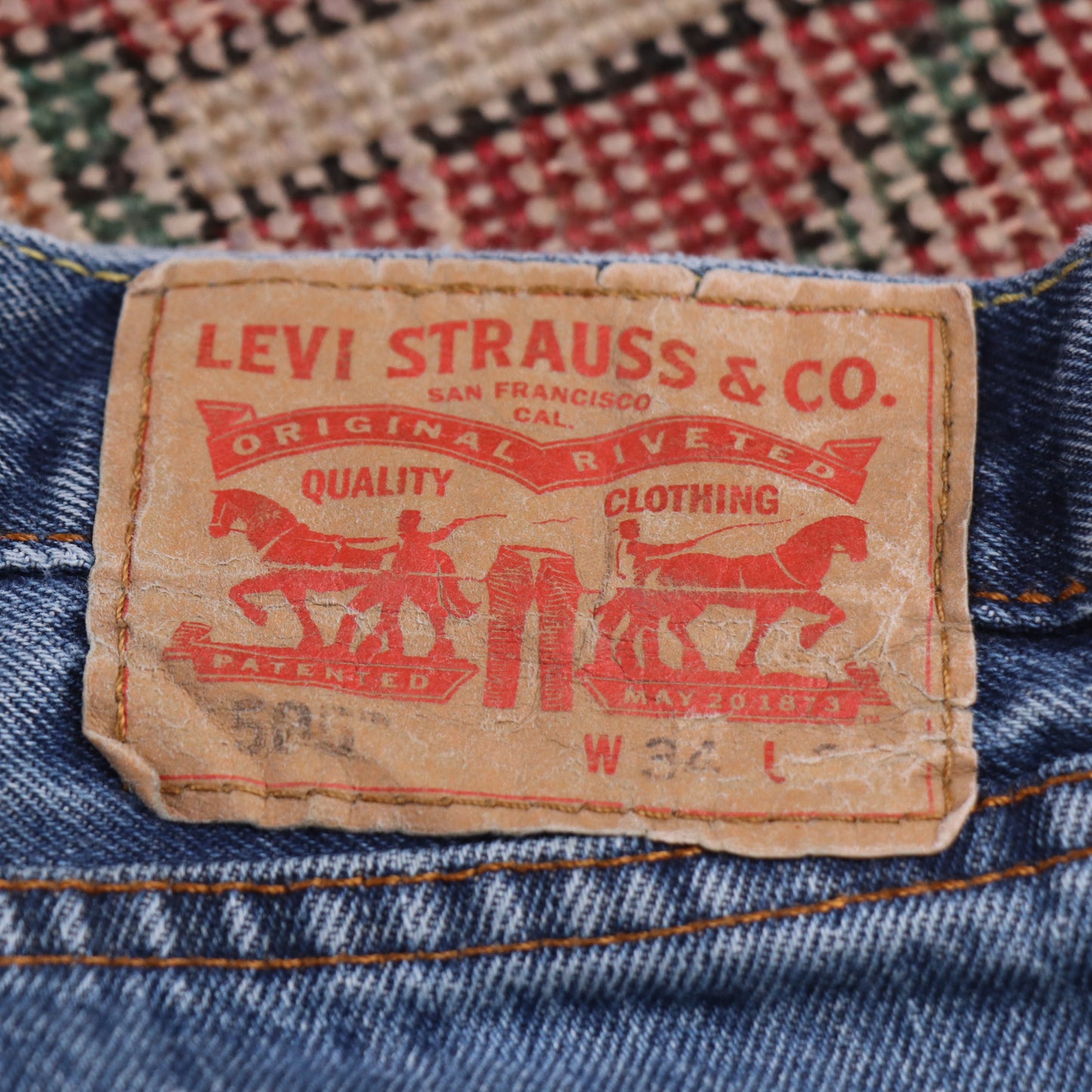 Levi's 505 W34 L32 Straight Leg Regular Fit Blue Denim Jeans