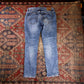 Lee W32 L29 Straight Leg Relaxed Fit Classic Ripped Style Blue Denim Jeans