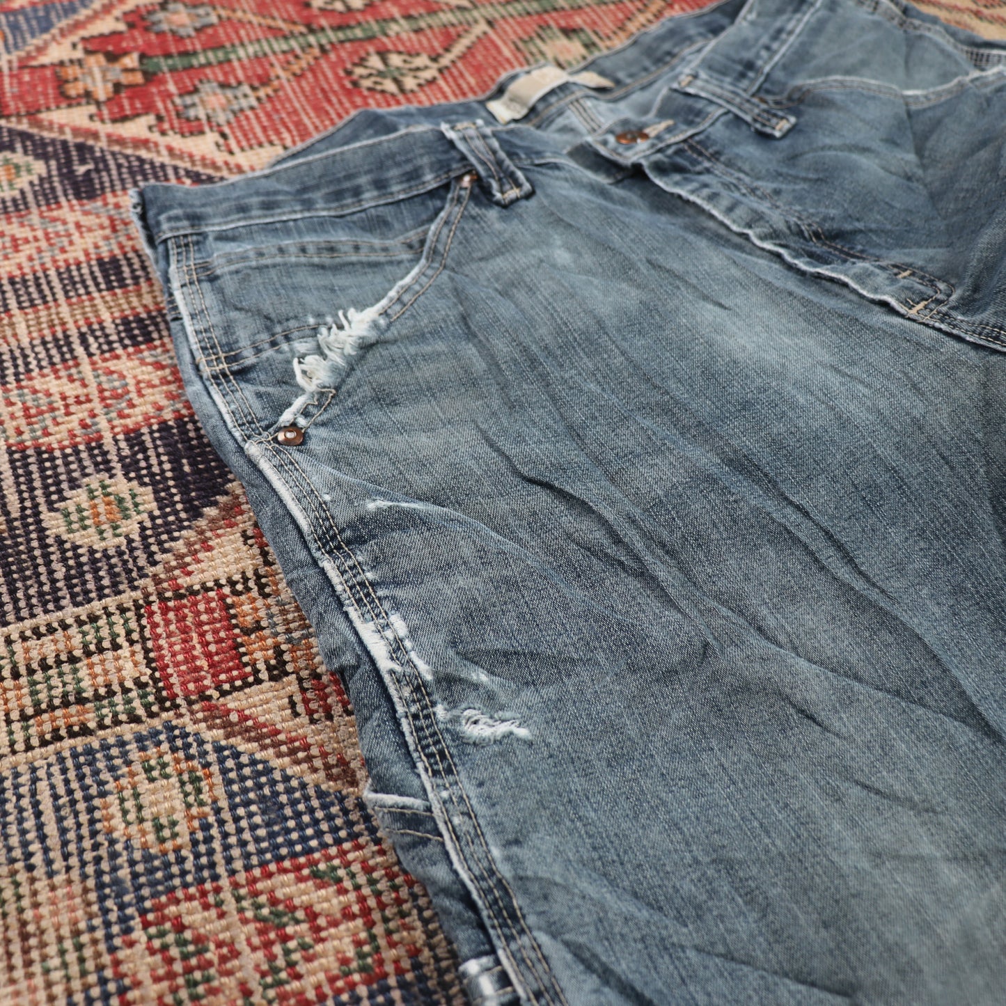 Lee W36 L32 Carpenter Classic Ripped Style Blue Denim Jeans