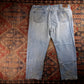 Wrangler W44 L29 Baggy Classic Ripped Style Blue Denim Jeans
