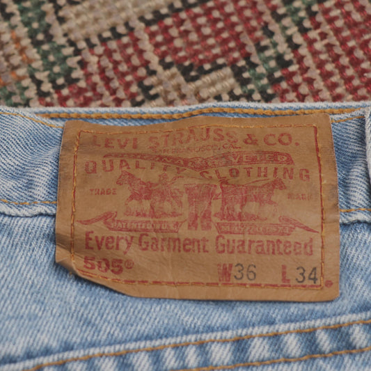 Levi's 505 W34 L33 Straight Leg Regular Fit Blue Denim Jeans