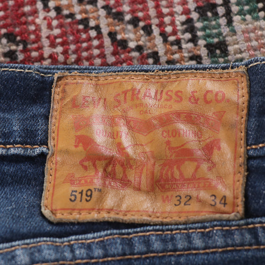 Levi's 519 Red Tab W32 L33 Slim Blue Denim Jeans
