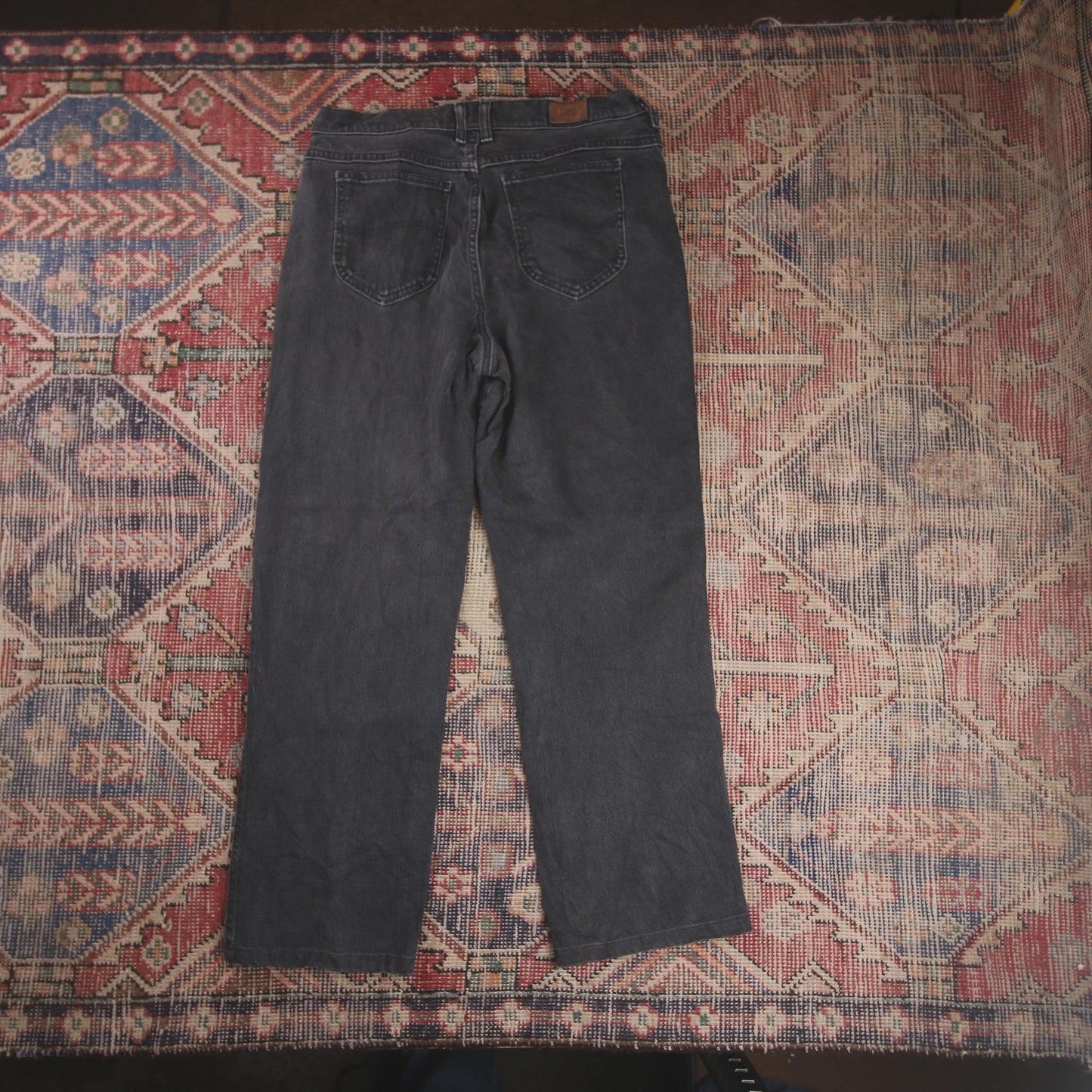 Lee W32 L28 Straight Leg Relaxed Fit Black Denim Jeans
