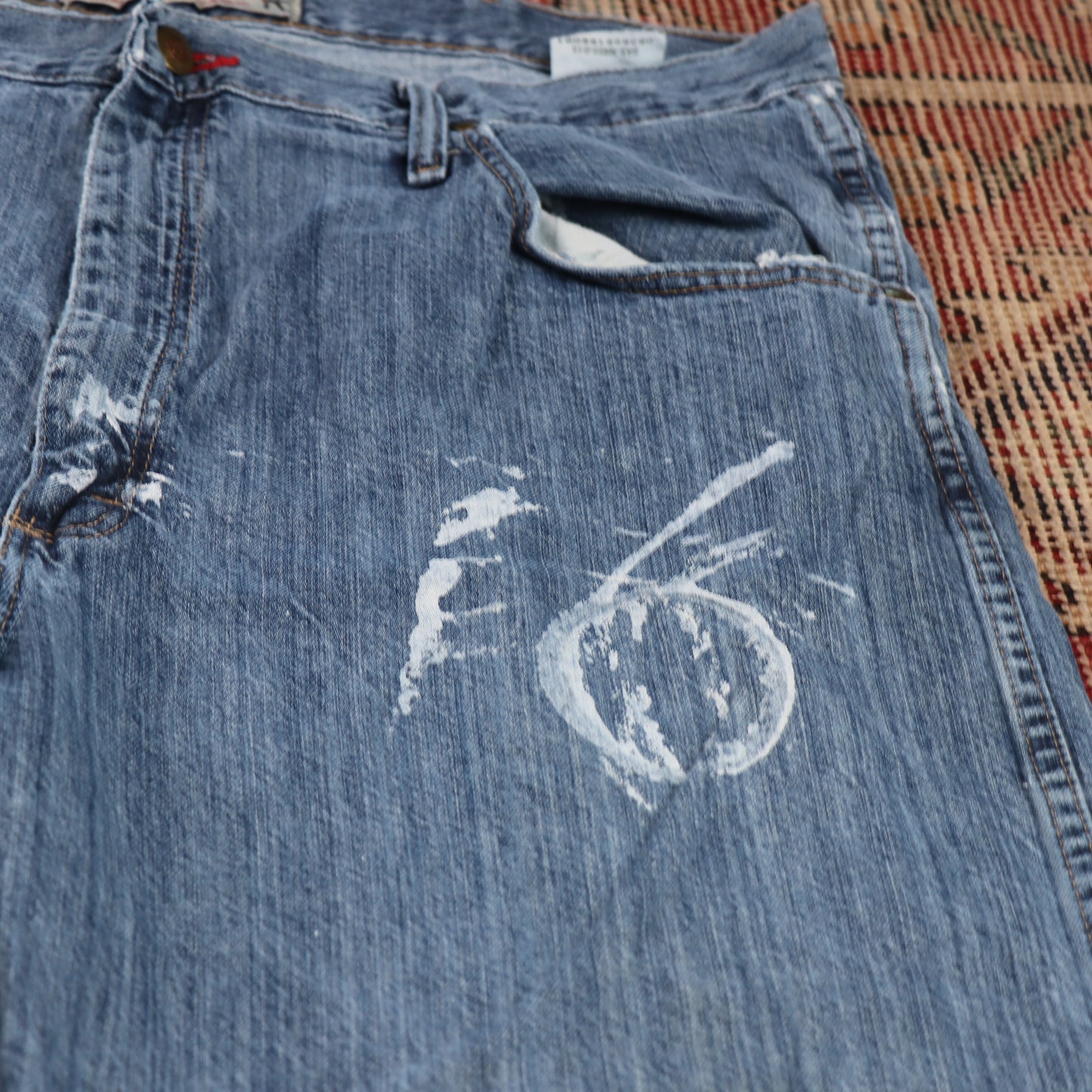 Wrangler W38 L33 Straight Leg Relaxed Fit Blue Denim Jeans