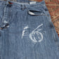 Wrangler W38 L33 Straight Leg Relaxed Fit Blue Denim Jeans