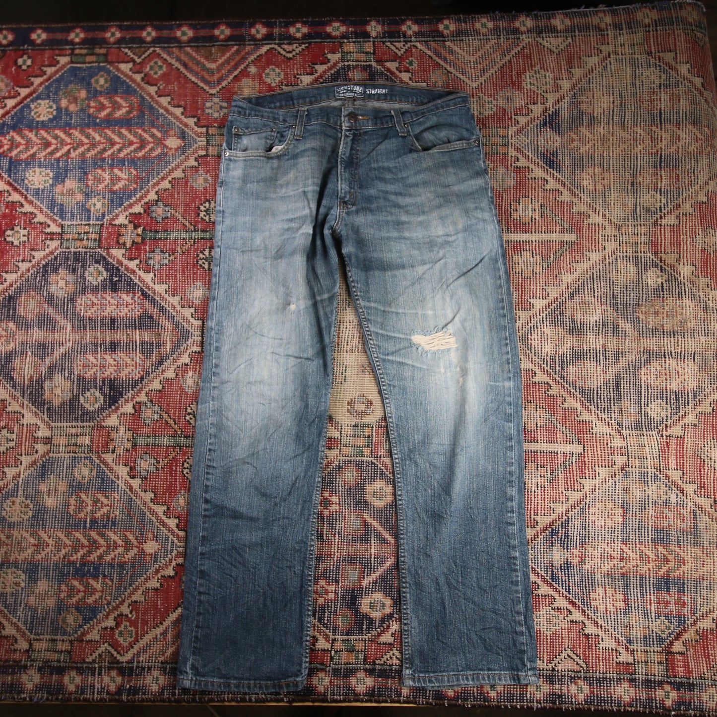 Levi's Signature W34 L29 Classic Ripped Style Blue Denim Jeans