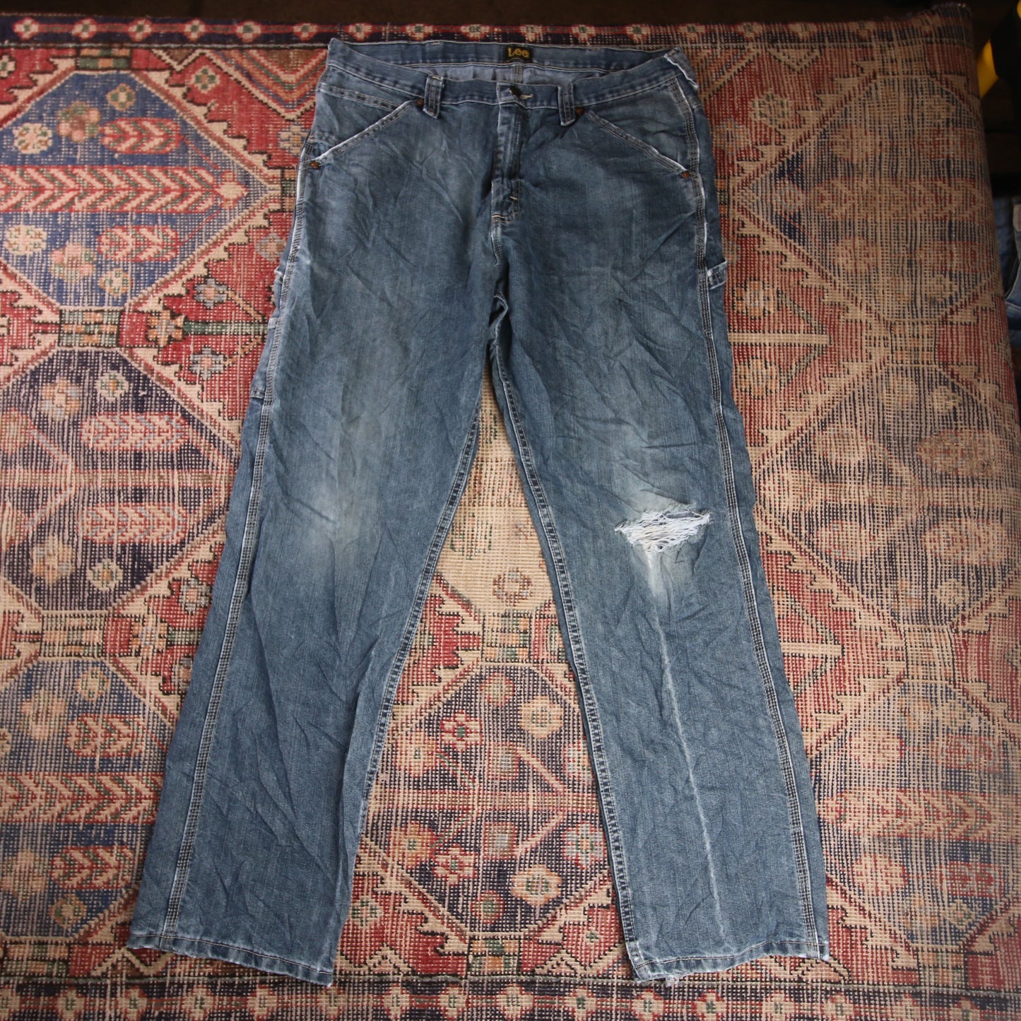 Lee W34 L31 Carpenter Classic Ripped Style Blue Denim Jeans